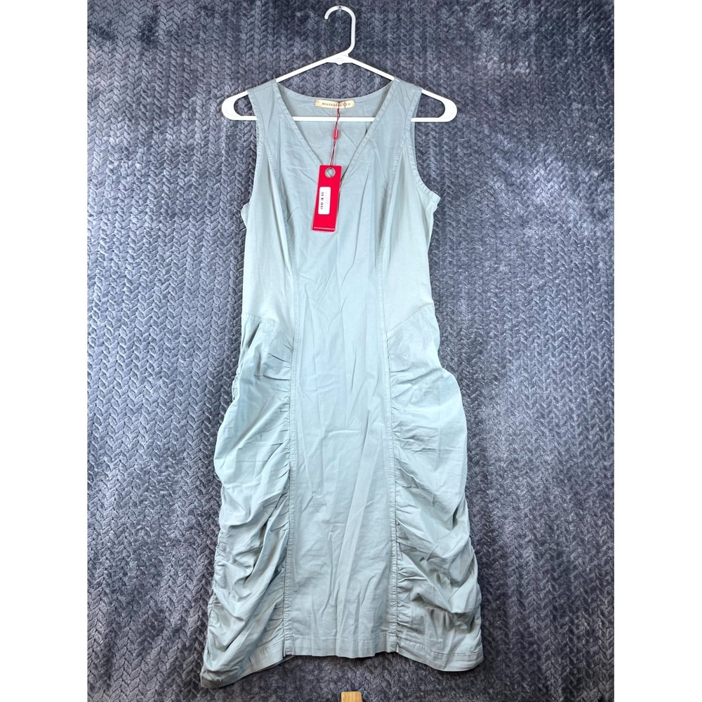 Wearables Raymond Midi Dress Womens Small Serenade Blue Ruched V-Neck 3237W